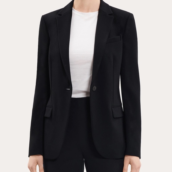 NWT Theory Staple Black Blazer in Admiral Crepe - Size 4 - Picture 4 of 8